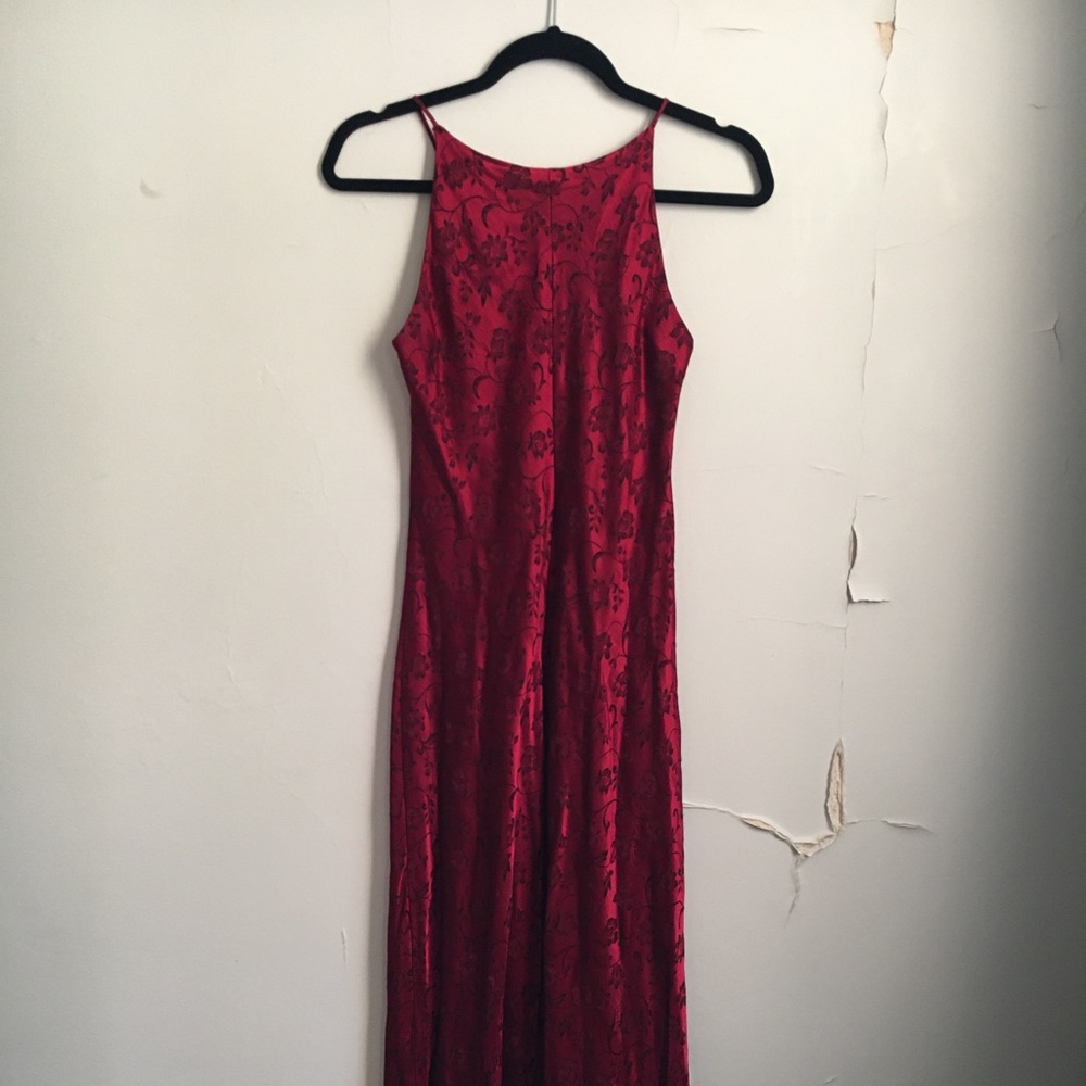 Red satin vintage slip dress
